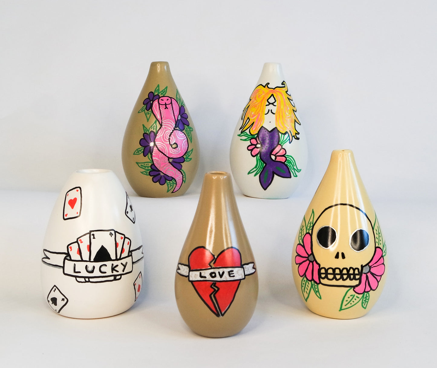Tattooed bud vases
