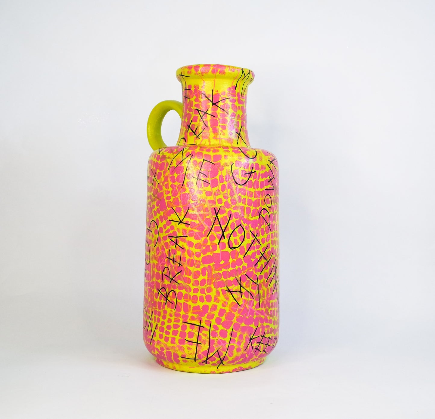 Snake print graffiti vase