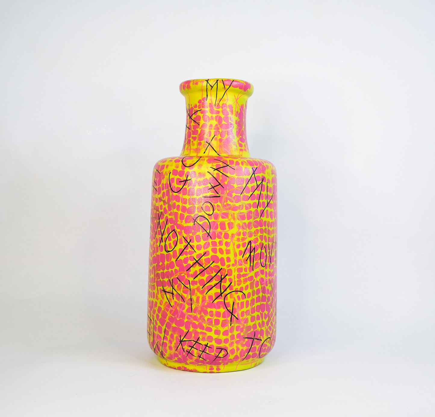 Snake print graffiti vase