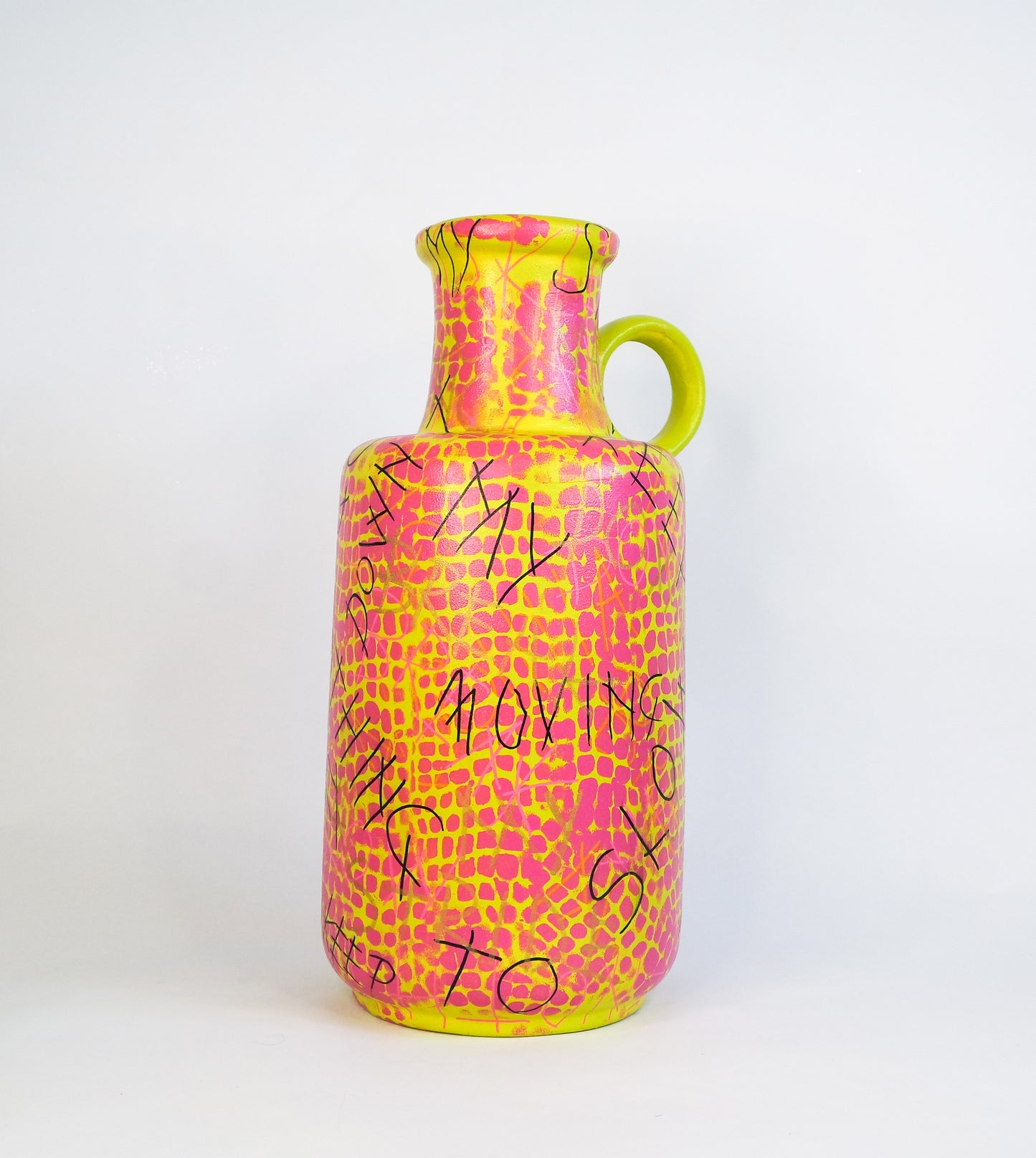 Snake print graffiti vase