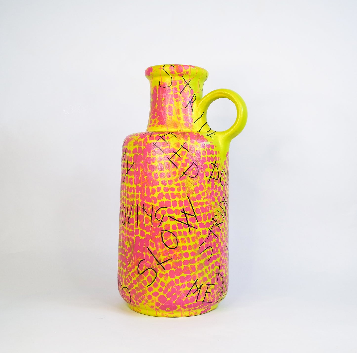 Snake print graffiti vase