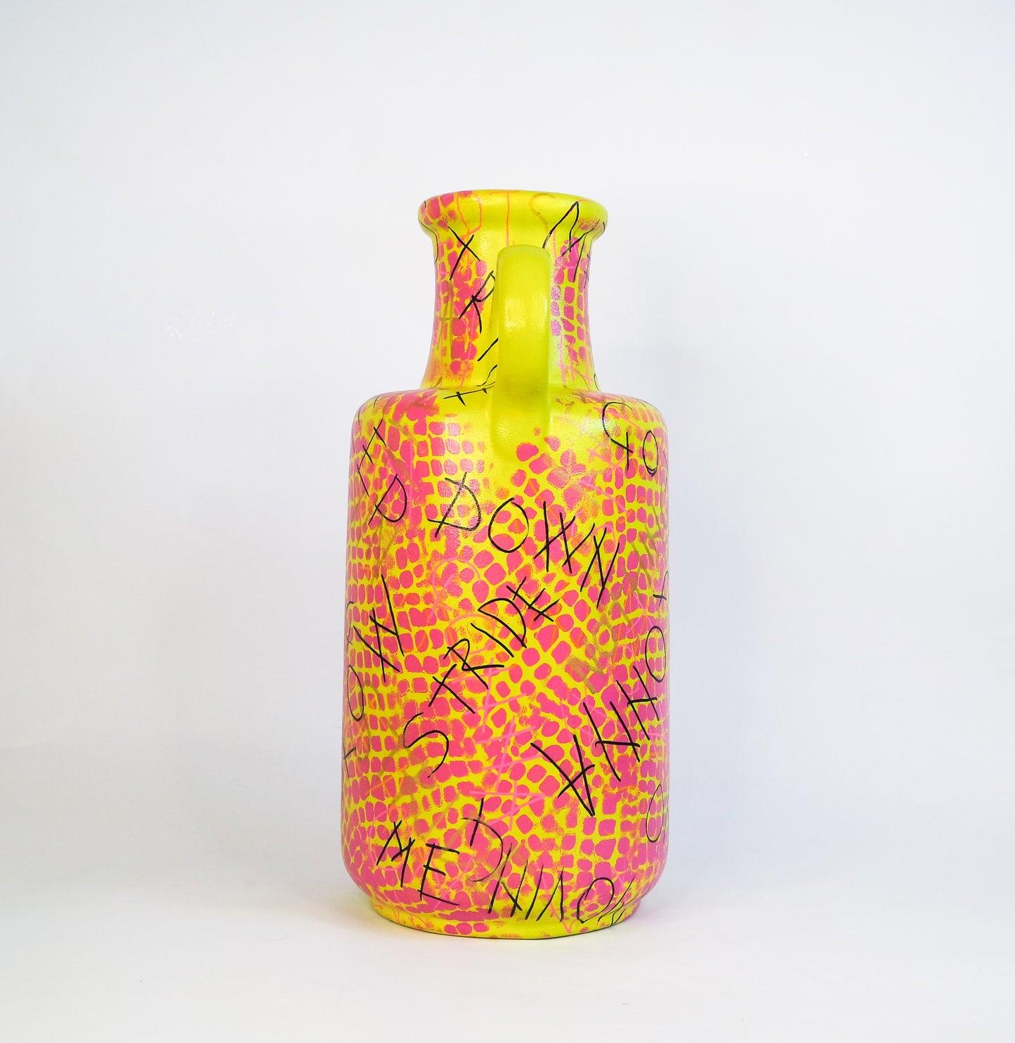 Snake print graffiti vase