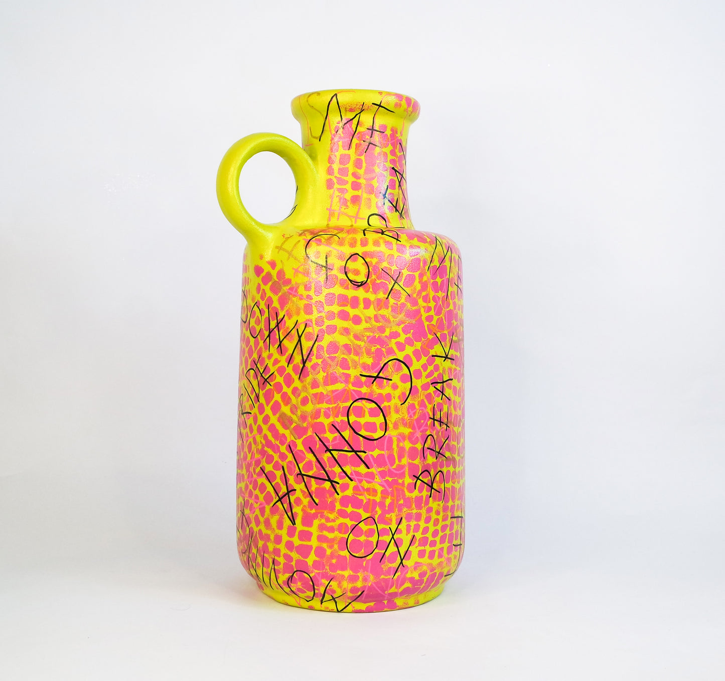 Snake print graffiti vase