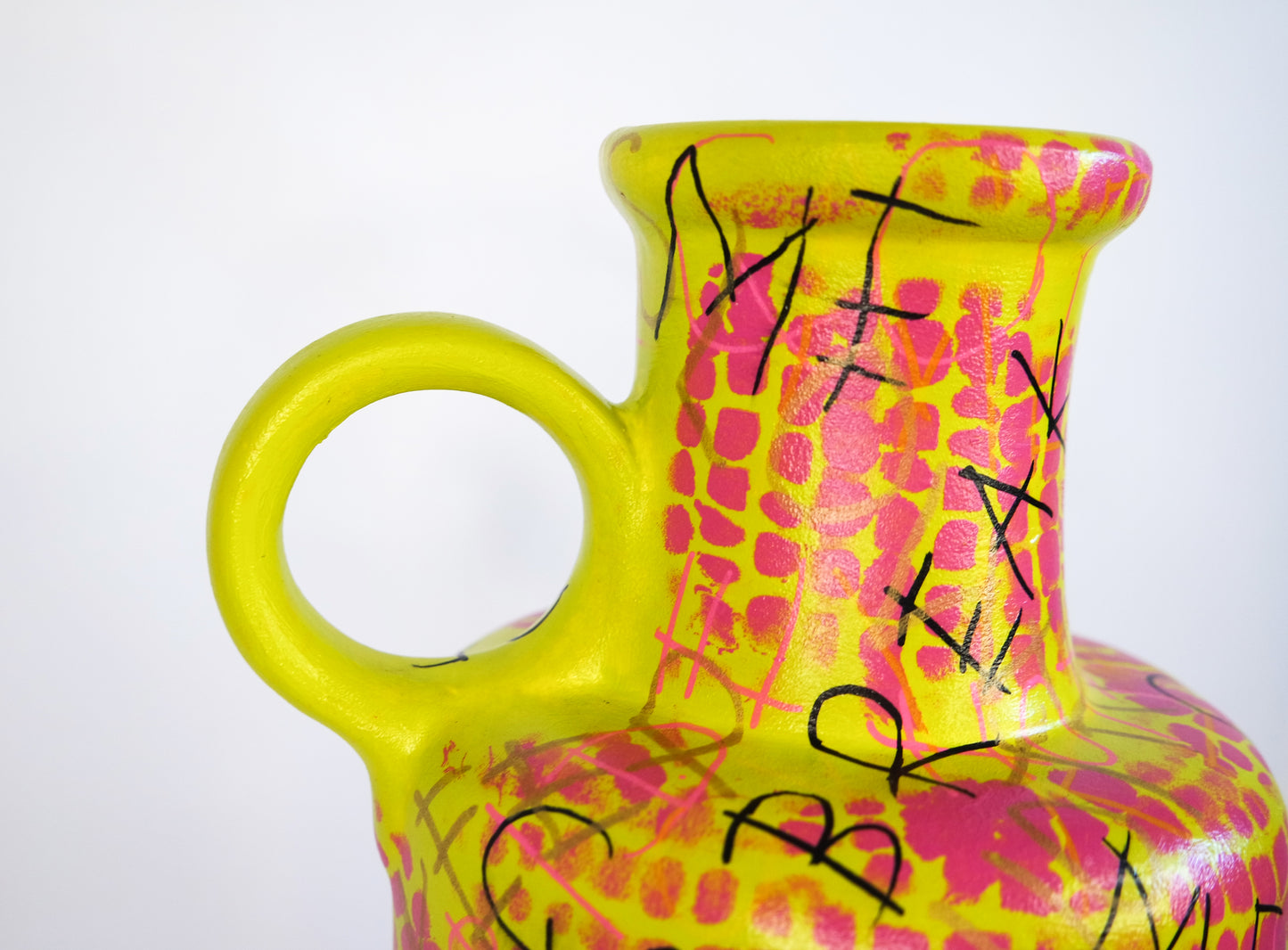 Snake print graffiti vase