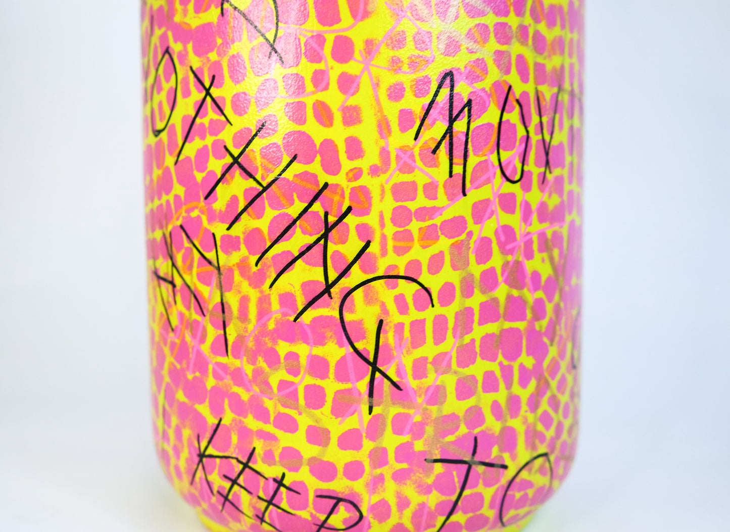 Snake print graffiti vase