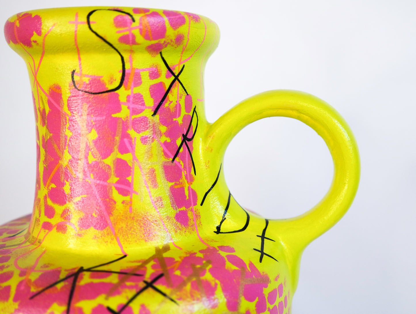 Snake print graffiti vase