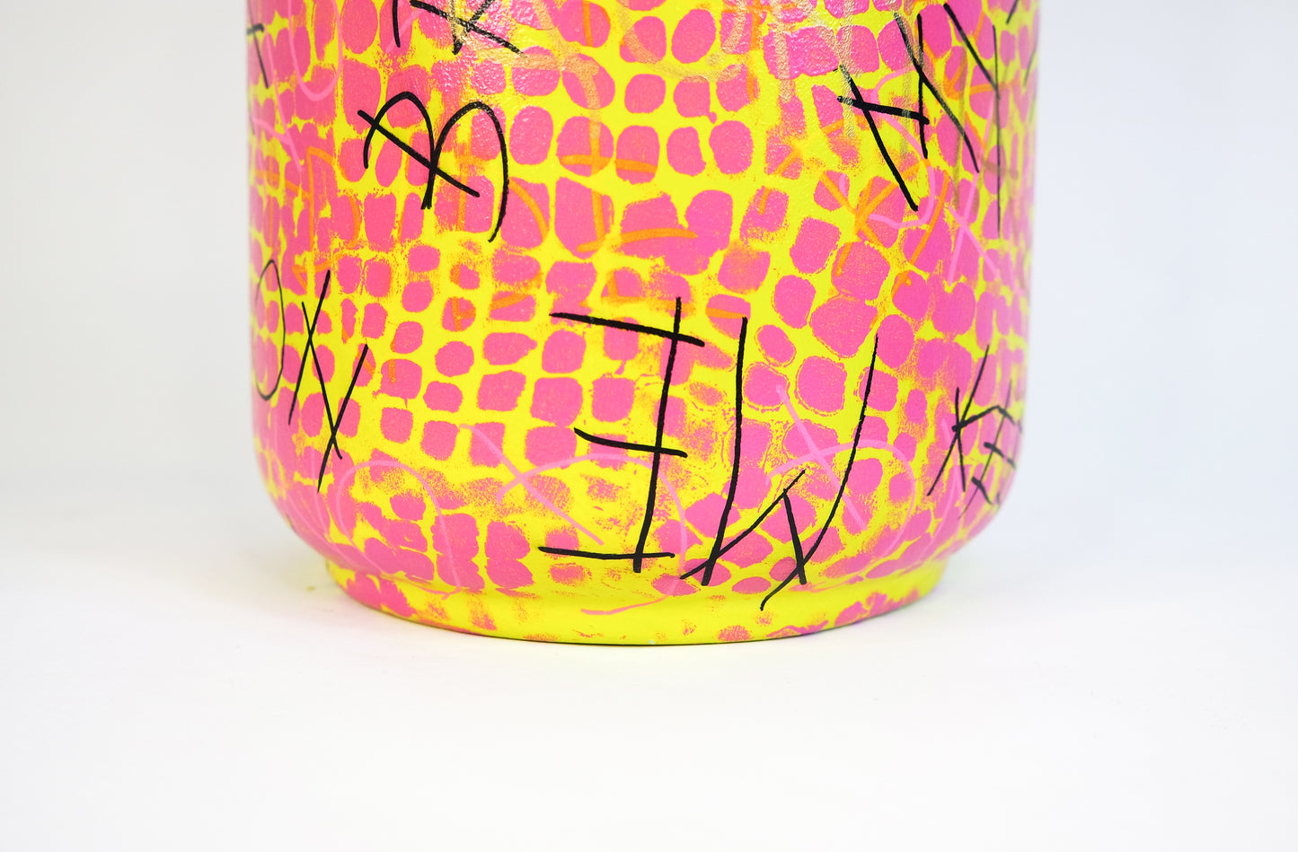Snake print graffiti vase